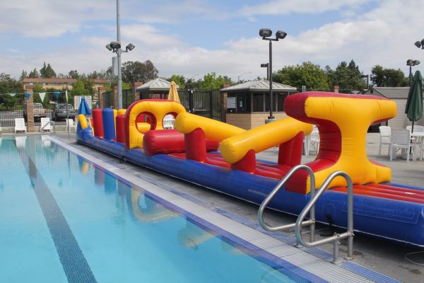 Pool party pool float obstacle course