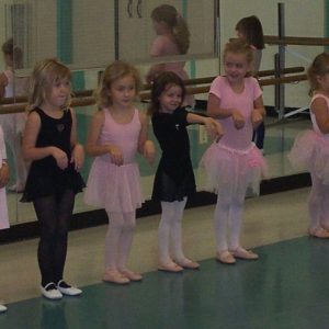 young ballerinas in class