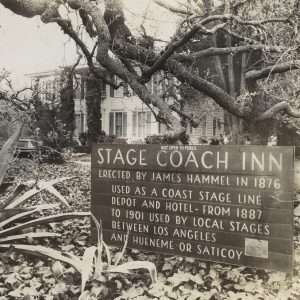 The original Stagecoach Inn, this older photo was published  in the newspaper to show the inn as it looked before the devastating 1971 fire.  News Chronicle Collection, photographer unknown, 10-13-1972_1.  CTO_170.  Were happy to share this digital image on Flickr. Please note that this is a copyrighted image. For information regarding obtaining a reproduction of this image, please contact the Special Collections Librarian of the Thousand Oaks Library at specoll@tolibrary.org