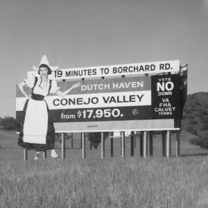Undated photo of a billboard for the Dutch Haven tract.  LHP02768.  Were happy to share this digital image on Flickr. Please note that certain restrictions on high quality reproductions of the original physical version may apply. For information regarding obtaining a reproduction of this image, please contact the Special Collections Librarian at specoll@tolibrary.org.