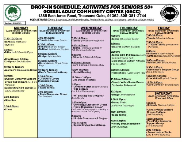 drop in schedule